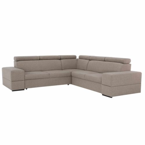 Sarokgarnitúra ágyfunkcióval és ágyneműtartóval, jobb oldali kivitel, cappucino, MONAKO