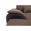 U alakú ülőgarnitúra, barna szövet / barna textilbőr, balos kivitelben, EMILY U