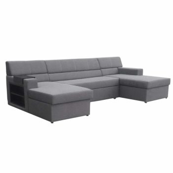   Ülőgarnitúra 2 rakodótérrel, szürke szövet, balos, MARKOS