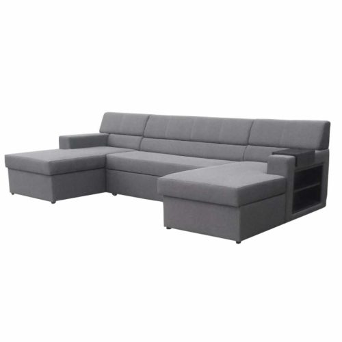 Ülőgarnitúra 2 rakodótérrel, szürke szövet, jobbos, MARKOS