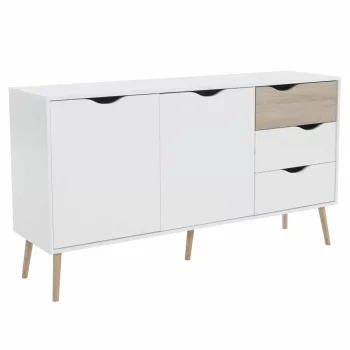   Komód: 3-fiókos, 2-ajtós, sonoma tölgyfa/fehér, OSLO 75381