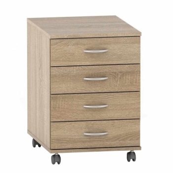   4 fiókos kerekes szekrény + zár, sonoma tölgyfa, TEMPO ASISTENT NEW 015