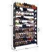10-soros cipőpolc, műanyag+fém, szürke/fekete, BOTIS 4 TÍPUS