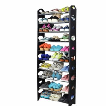   10-soros cipőpolc, műanyag+fém, szürke/fekete, BOTIS 5 TÍPUS