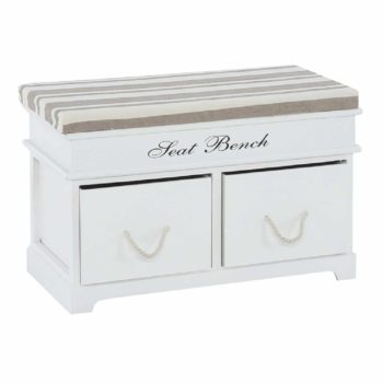   Pad 2 fiókkal és díszpárnával, fehér/világosbarna, SEAT BENCH 1 NEW