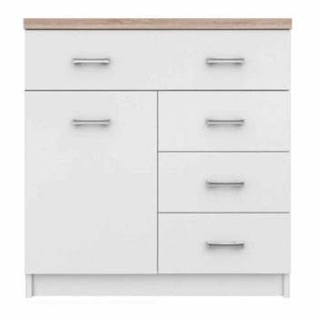 Komód 1D4S, fehér/tölgy sonoma, TOPTY TYP 12