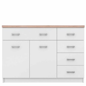 Komód 2d5s, DTD laminált, fehér + sonoma tölgyfa, TOPTY