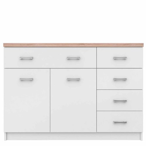 Komód 2d5s, DTD laminált, fehér + sonoma tölgyfa, TOPTY