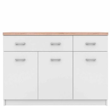 Komód 3d2s, DTD laminált, fehér + sonoma tölgyfa, TOPTY