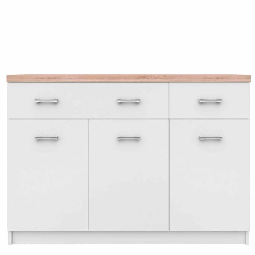 Komód 3d2s, DTD laminált, fehér + sonoma tölgyfa, TOPTY