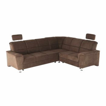   Ülőgarnitúra ágyfunkcióval, barna szövet, jobb oldali kivitel, SANTIAGO