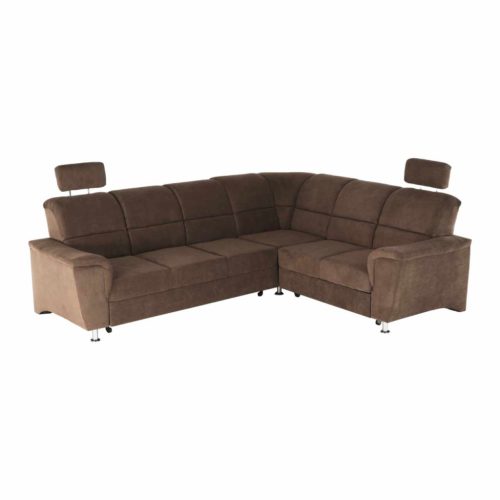 Ülőgarnitúra ágyfunkcióval, barna szövet, jobb oldali kivitel, SANTIAGO