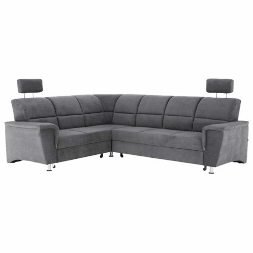 Szövetborítású ülőgarnitúra ágyfunkcióval és ágyneműtartóval, bal oldali kivitel, szövet Matrix 17 szürke, SANTIAGO