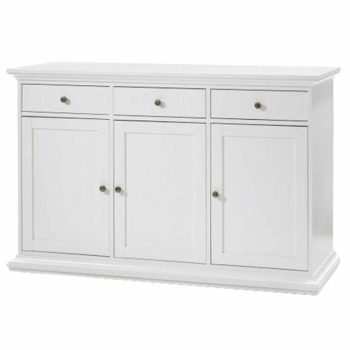 Komód, DTD fóliázott/MDF festett, fehér, PARIS