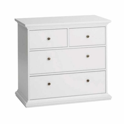 Komód, DTD fóliázott/MDF festett, fehér, PARIS