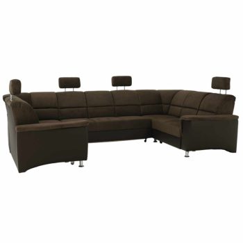   Ülőgarnitúra, műbőr barna/szövet barna, SANTIAGO U VEĽKÝ