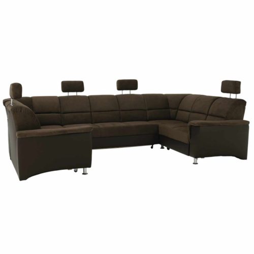 Ülőgarnitúra, műbőr barna/szövet barna, SANTIAGO U VEĽKÝ