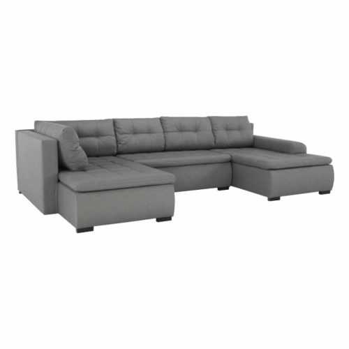 Ülőgarnitúra, Sarok, Kinyitható rakodótérrel, Kárpitozott, Balos változat, Szürke, LIMONE U