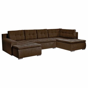   Ülőgarnitúra, Sarok, Kinyitható rakodótérrel, Kárpitozott, Jobbos változat, Barna, LIMONE U