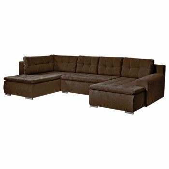   Ülőgarnitúra, Sarok, Kinyitható rakodótérrel, Kárpitozott, Balos változat, Barna, LIMONE U