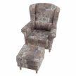 TV fotel puffal, szövet vintage 1026 barna,ASTRID
