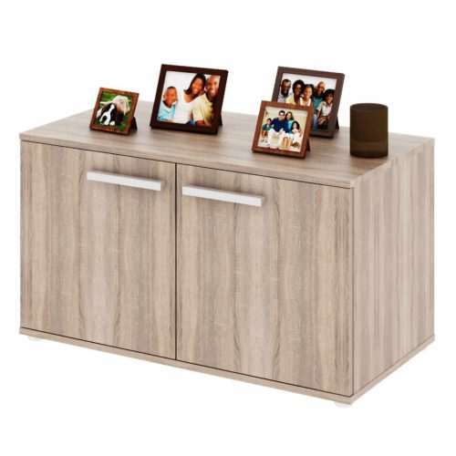 Alacsony szekrény 2-ajtós, DTD laminált, tölgy sonoma, DUNAJ TYP7