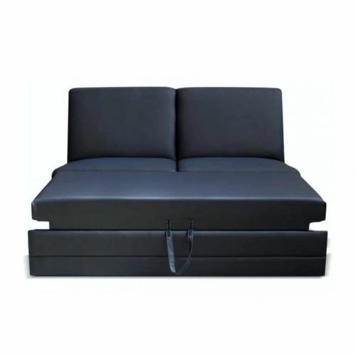3-személyes kinyitható kanapé, műbőr fekete, BITER 3 BB ZF