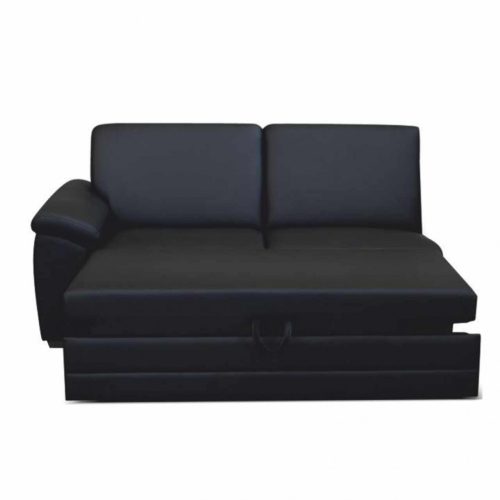 3-személyes kinyitható kanapé támasztékkal, műbőr fekete, balos, BITER 3 1B ZF