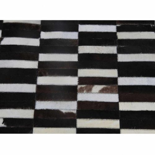 Luxus bőrszőnyeg, barna /fekete/fehér, patchwork, 140x200, bőr TIP 6
