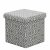 Összehajtható puff, szürke szövet/fehér minta, MARLO