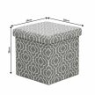 Összehajtható puff, szürke szövet/fehér minta, MARLO