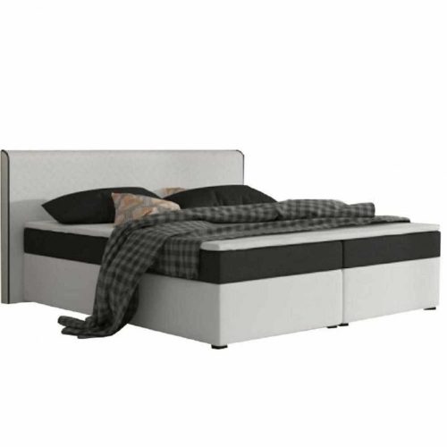 Kényelmes ágy, fekete szövet/fehér műbőr, 180x200, NOVARA MEGAKOMFORT VISCO