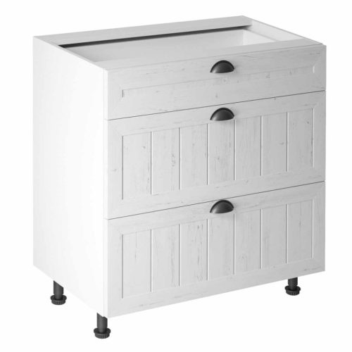 PROVANCE D80S3 alsó szekrény három fiókkal, fenyő Andersen/fehér