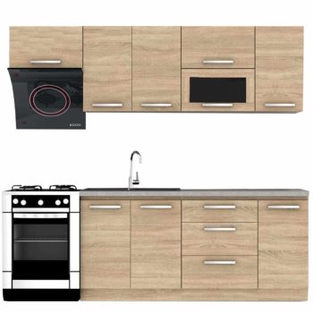 Konyha bútor 2,4 m, tölgy sonoma, NOVA PLUS