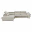 Szövetborítású sarokgarnitúra, ágyfunkcióval, ágyneműtartóval, állítható fejtámlával, balos kivitel, Soro 21 taupe szürkésbézs, FABIA