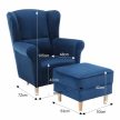 Füles fotel puffal, szövet kék, ASTRID