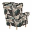 Füles fotel, szövet barna-zöld minta, CHARLOT