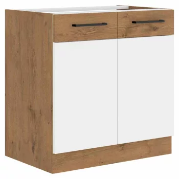   Mosogató szekrény, fehér magasfényű HG/ lancelot tölgy, VEGA 80 ZL 2F BB