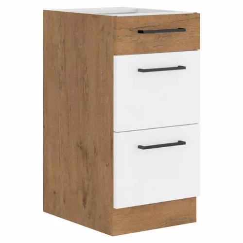 Alsó szekrény, lancelot tölgy/ fehér extra magas fényű HG, VEGA D40 3S BB