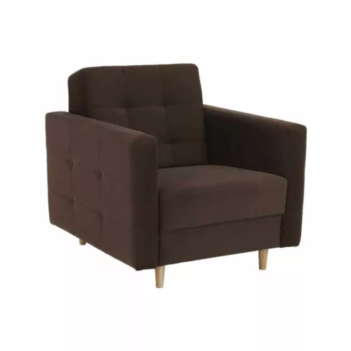 Szövetborítású fotel, barna (csokoládé), AMEDIA | Barna | Fa