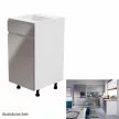 Alsószekrény, fehér/szürke extra magasfényű, balos, AURORA D40S1