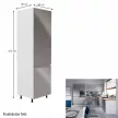Hűtő beépítő szekrény, fehér/szürke extra magasfényű, jobbos, AURORA D60ZL