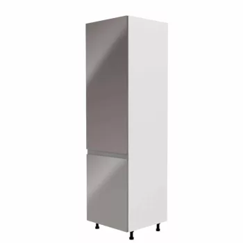   Hűtő beépítő szekrény, fehér/szürke extra magasfényű, balos, AURORA D60ZL