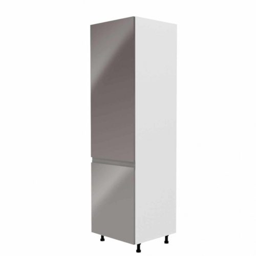 Hűtő beépítő szekrény, fehér/szürke extra magasfényű, balos, AURORA D60ZL