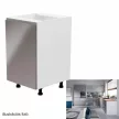 Alsószekrény, fehér/szürke extra magasfényű, balos, AURORA D601F
