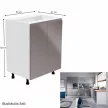 Alsószekrény, fehér/szürke extra magasfényű, AURORA D602F