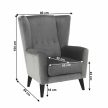 Fotel-füles, világosszürke/fekete, Rodeza