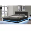 Franciaágy fehér LED világítással, fekete, 160x200, BIRGET New