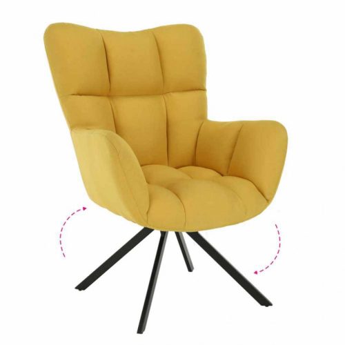 Dizájnos feorgó fotel, sárga/fekete, KOMODO