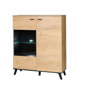 Komód, lefkas tölgy/fekete, SIRAN TYP 4